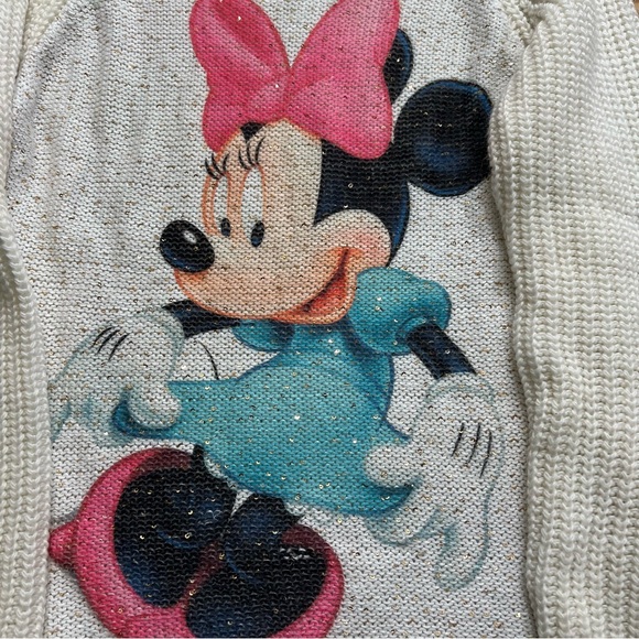 Disney Minnie Mouse White Knit Sweater Kids Girls Size 12 - Picture 2 of 4